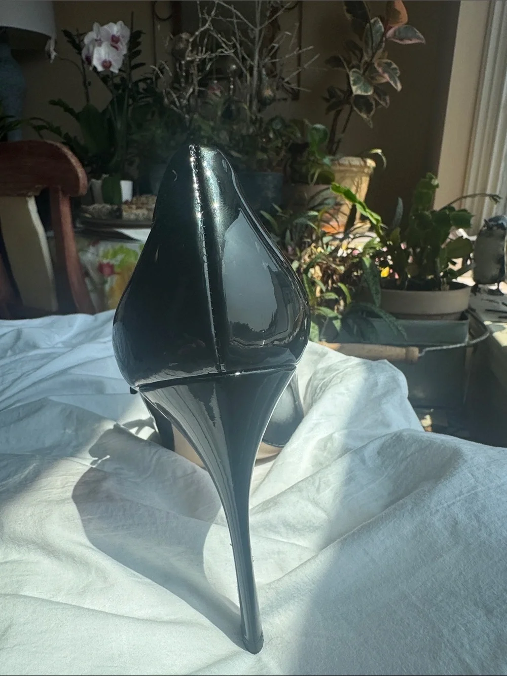 Miu Miu Black Patent Leather Mary Jane Peep-Toe Heels with Double Straps